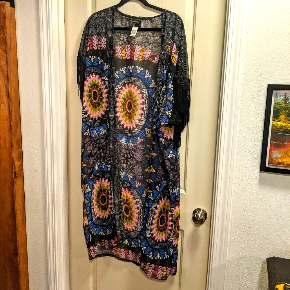 Free Press Boho Sheer Swim Cover Up Kimono